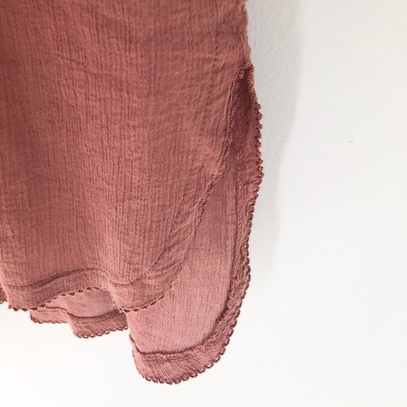 Free People On The Island Lace Crochet Floral Boho Oversized Long Sleeve Shirt - Picture 9 of 12